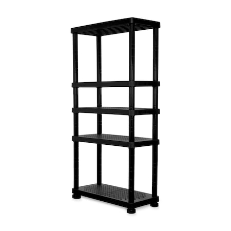 Plasticos Mq 5-Level Modular Super Forte Shelving 36 in. W x 74 in. H x 17 in. D in Black 417-BLK